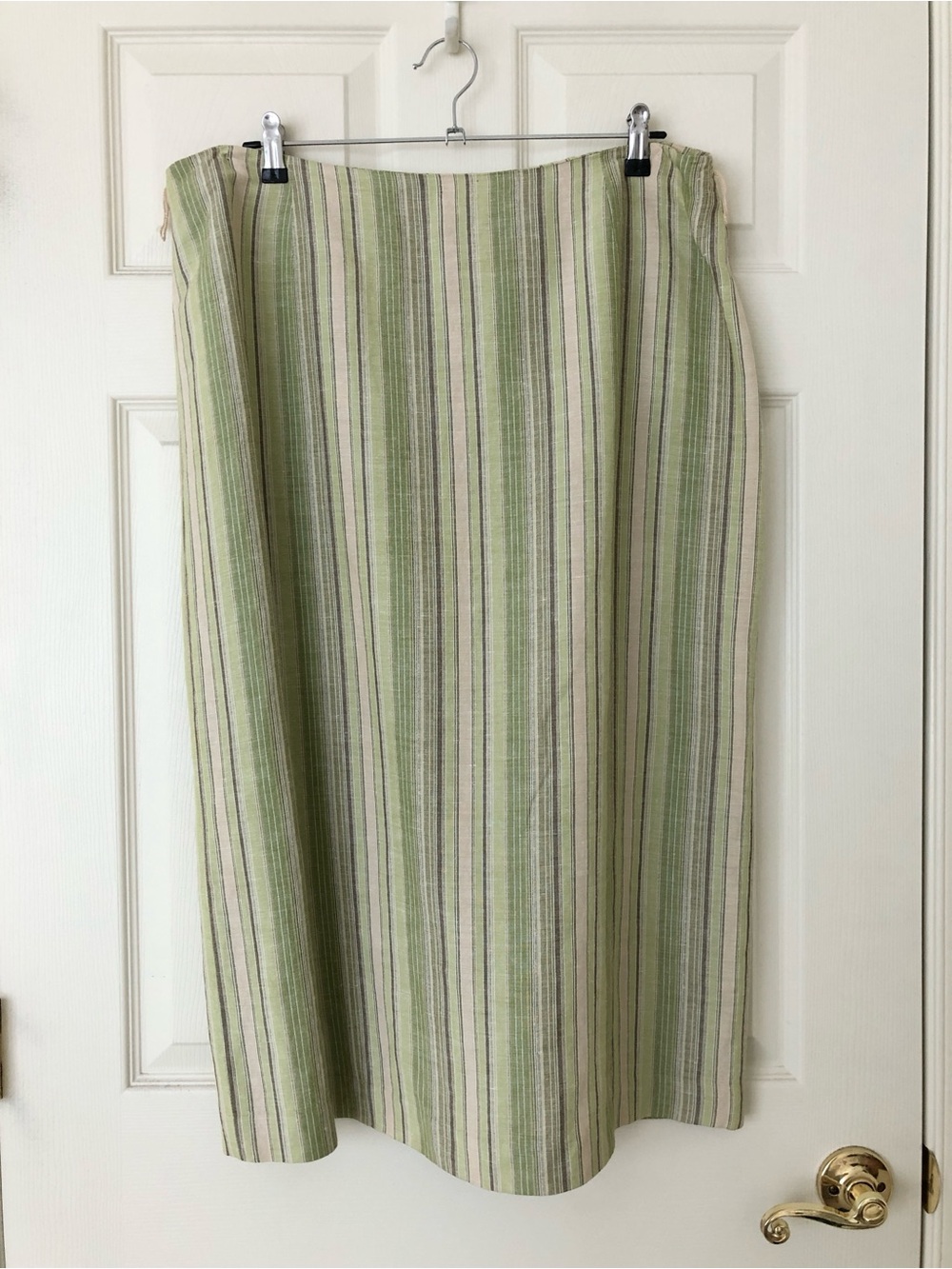 Norton McNaughton Linen Blend Skirt Green Vertical Stripe Size 18